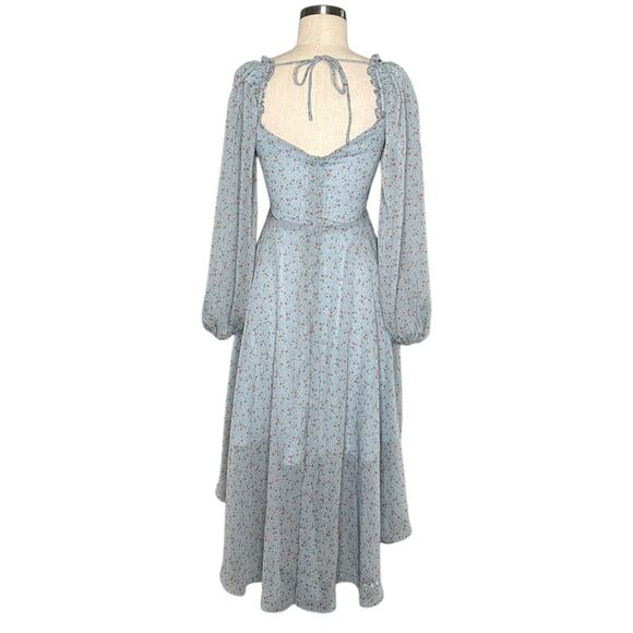 ASTR THE LABEL Blue Orange Ditsy Floral A-Line Midi Dress Women's Size Small - Picture 4 of 8